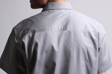 灰色短袖純棉吸汗工作服訂做細(xì)節(jié)圖